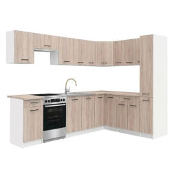 Leziter Bucătărie de colț Praktik 360 cu carcasă albă, front stejar sonoma (PRS360FHST)