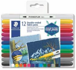 STAEDTLER Textilfilc, kétvégű, STAEDTLER(R) "3190", 12 különböző szín (3190 TB12)