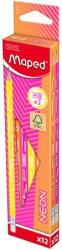 Maped Grafitceruza radírral, HB, háromszögletű, MAPED BlackPeps Neon, vegyes színek 12db/doboz (853717)
