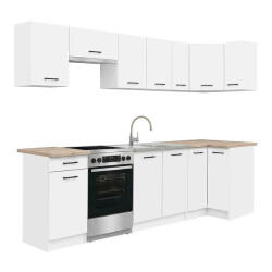 Leziter Praktik 270 bucătărie de colț corp alb, față albă (PRS270FHFH)