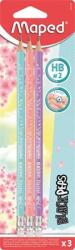 Maped Grafitceruza radírral, HB, háromszögletű, MAPED BlackPeps Pastel, vegyes pasztell színek 3db/bliszter (851719)