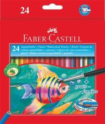 Faber-Castell Akvarell ceruza készlet, hatszögletű, ecsettel, FABER-CASTELL, 24 különböző szín (114425) - patronbolt