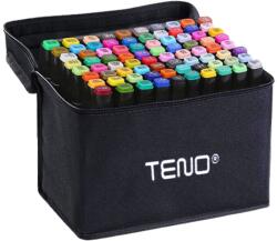 Teno 80 db Teno® marker készlet, tárolótáska mellékelve, 2 féle hegy, alkohol alapú, intenzív színek, többszínű (TENO17)
