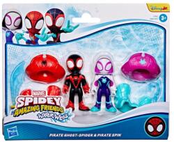 Spidey and His Amazing Friends Set 2 vehicule Spidey and his Amazing Friends, Waterwebs, Pirate Ghost-Spider si Miles Spin, G1462 Figurina