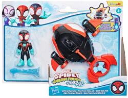 Spidey and His Amazing Friends Figurina cu vehicul, Spidey and his Amazing Friends, Water-Webs Spin Dolphin, G1465 Figurina