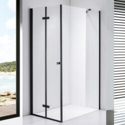 STUXI Verona Black 90x100 aszimmetrikus csuklóajtós zuhanykabin 6 mm vízlepergető biztonsági üveggel, fekete (TL-6107B-90-TL-6108B-100)