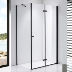 STUXI Verona Black 110x80 aszimmetrikus csuklóajtós zuhanykabin 6 mm vízlepergető biztonsági üveggel, fekete (TL-6107B-110-TL-6108B-80)