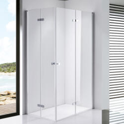 STUXI Verona Duo 80x100 aszimmetrikus két csuklóajtós zuhanykabin 6 mm vízlepergető üveggel, króm (TL-6107-80-TL-6107-100)