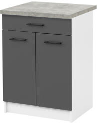 Leziter Praktik 60 alsó szekrény 2 ajtós 1 fiókos, fehér-antracit (PR90A2A1FFHAN) - everyo
