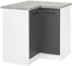 Leziter Praktik 90 alsó sarok szekrény 2 ajtós, fehér-antracit (PR90A2ASFHAN) - everyo