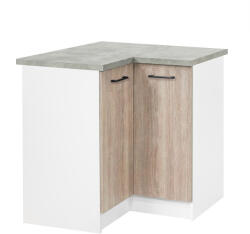 Leziter Praktik 90 alsó sarok szekrény 2 ajtós, fehér-sonoma tölgy (PR90A2ASFHST) - everyo