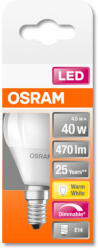 OSRAM Superstar dimmelhető LED fényforrás (izzó) kisgömb forma, E14 foglalat, 5W, 470lm, 2700K meleg fehér ( 4058075430938 ) (4058075430938)