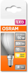 OSRAM Star LED fényforrás (izzó) kisgömb forma matt üveg búra, E14 foglalat, 6, 5W, 806lm, 2700K meleg fehér ( 4058075434929 ) (4058075434929)