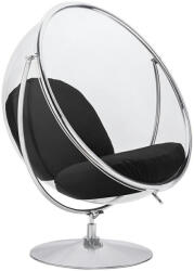King Home Bubble Stand 2 fotel akryl króm fekete gyapjú párnával (KHM-JH-200-2-01Black)