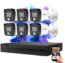 HIKVISION HiLook TurboHD-TVI 6 kamerás kamerarendszer 5MP színes éjszakai képpel