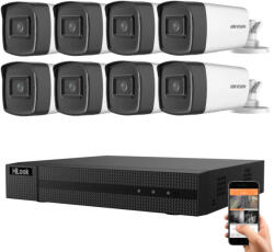 Hikvision HiLook 5 megapixeles 8 kamerás rendszer 80 méter látótávolság