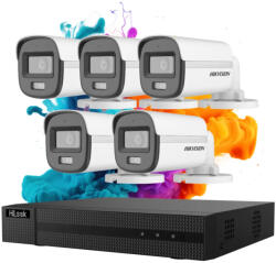 Hikvision HiLook ColorVu 5 kamerás biztonsági kamera rendszer 5MP színes éjszakai képpel