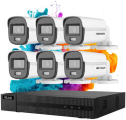 Hikvision HiLook ColorVu 6 kamerás biztonsági kamera rendszer 5MP színes éjszakai képpel
