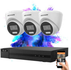 HIKVISION HiLook TurboHD-TVI 3 kamerás dome kamerarendszer 5MP színes éjszakai képpel