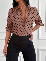 Shein LC64309 Shein Barna Pöttyös Hosszú Ujjú Ing (9) S