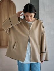 Shein DC47313 Shein Vékony Kabát Cipzárral Bézs Zsebekkel (9) S