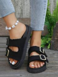 Shein A42120 Shein Fekete Lapos Flip-flop Dekoratív Csat (9) 36 (sx2306287497786355)