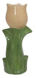 Váza tulipán kerámia 20, 5cm barack/zöld (379543)