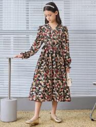 Shein CC13111 Shein Lány Ruha Virágmintás Nyakkivágással V (9) 128