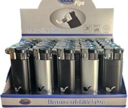 Padonio Cool Pipe pipagyújtó kínáló tálca - 25 db újratölthető pipagyújtó oldalsó lánggal (PAD-017597-fekete)