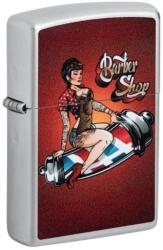 Zippo Barbershop pin-up öngyújtó - retro mintás, króm kivitel (Z-152404)
