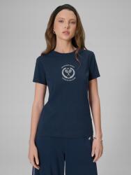 4F Női Póló Sötétkék Slim Pamut Nyomott Mintával S-es Méret L