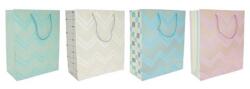  Dísztasak 31x40x12cm cikkcakk mintával, papír, színes 4 féle 1db, szín nem választható (D2503105)