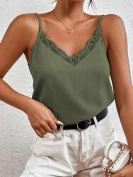 Shein KC15309 Shein Felső Khaki Színben, Csipkével Díszítve (9) M