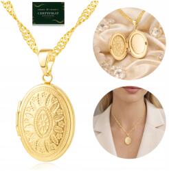  Arany Nyaklánc Sebészeti Acélból 50 CM Gravírozás (stal szlachetna urodziny kobiety mamy babci)