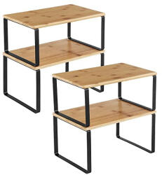 SONGMICS Konyhai szekrényrendezők, 4 darabos pulttároló polc szett, természetes bézs színben