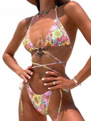 Shein KC12301 Shein Kétrészes Kötött Bikini Szett Virágmintás (9) S