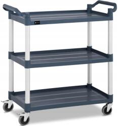 Royal Catering Szerviz pincérkocsi 3 db műanyag polccal 84 x 49cm 150kg-ig (10011695)