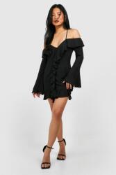 Boohoo Elegáns Ruha Fodros 36-OS