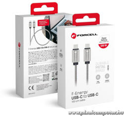 Forcell Cable USB C to USB C Forcell F-Energy QC4.0 PD 5A 100W E-Mark Metal 1 m C239 silver (5903396274466)