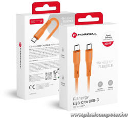  Cable USB C to USB C Forcell F-Energy QC4.0 PD 5A 100W Silicone 1 m C347 navy orange (5903396435874)