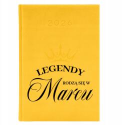  Naptár A5 2026 Sárga Születésnapi Ajándék Legendák Születnek Márciusban Minták