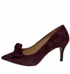 Ulmani Magassarkú cipő Ulmani 12311 bőr velúr bordó masnis 36 (12311)