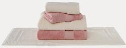 SOFT COTTON Kedvezményes DELUXE törölköző szett + NODE fürdőszoba szőnyeg Krém szín / Mályva
