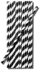  Papír szívószál (standard 6x195mm) fekete-fehér csíkos, 200 db/csomag - ginshop