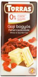 TORRAS Torras Goji bogyós fehércsoki no sugar added- 75g - delfinbuvar