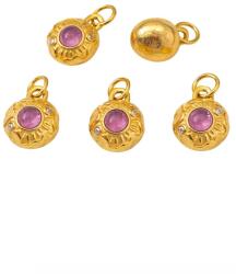  Charm Turmalina Roz (Rubelit) 12x7x6 mm Argint 925 Aurit - 1 Buc