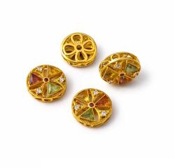  Charm Turmalina Mixta cu Zircon 10x10x4 mm Argint 925 Aurit - 1 Buc