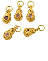  Charm Wu Lou Turmalina Roz (Rubelit) 17x6x6 mm Argint 925 Aurit - 1 Buc