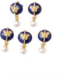  Charm Lapis Lazuli cu Perla Argint 925 Aurit 17x8x6 mm - 1 Buc