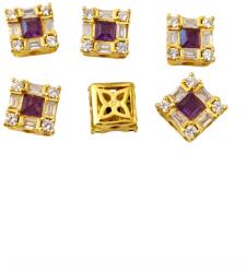  Charm Ametist cu Zircon 6x6x4 mm Argint 925 Aurit - 1 Buc